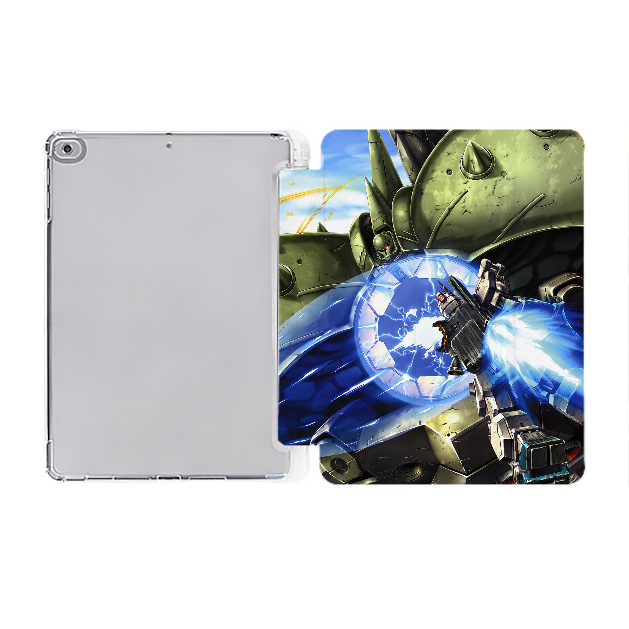 （画像用） 機動戦士ガンダム Mobile Suit Gundam IPad ケース ペン収納付き 三つ折りスタンド PUレザー×シリコン 対応機種9.5/10.5/10.9インチ
